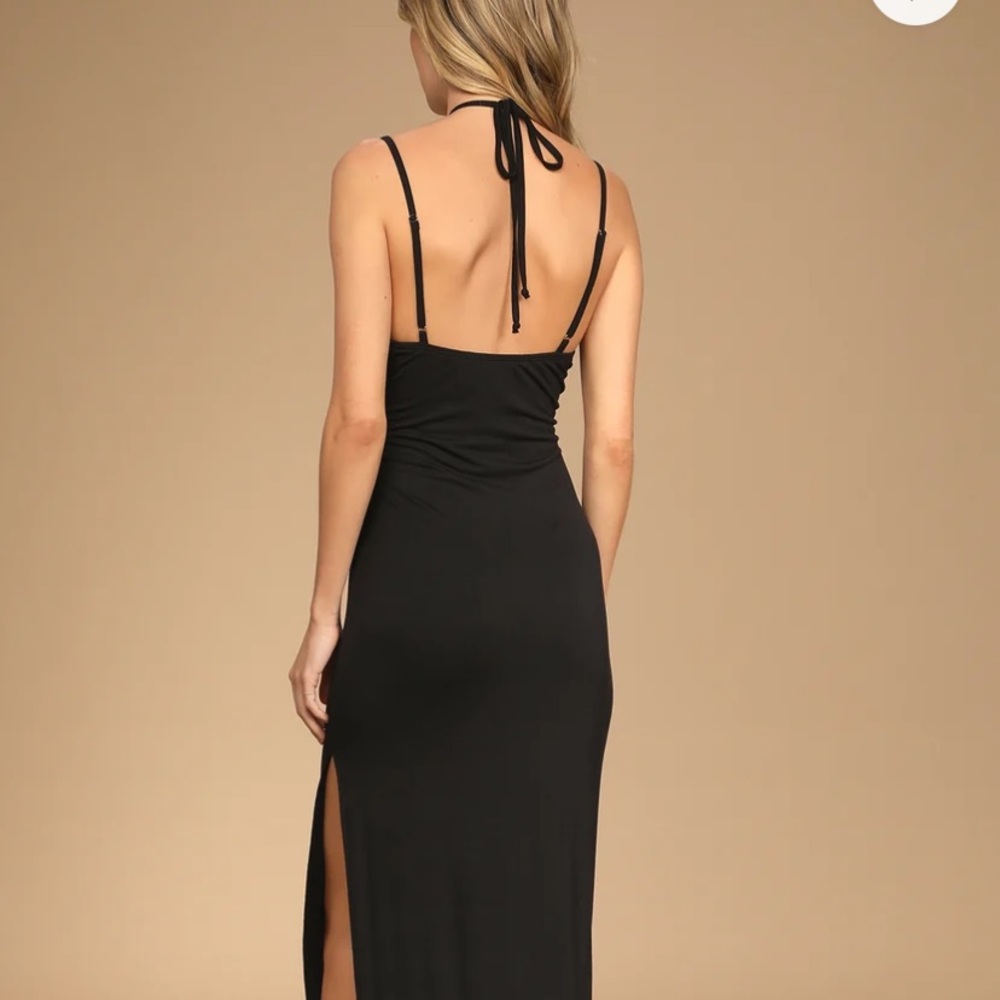 Black halter midi dress - Picture 4 of 7